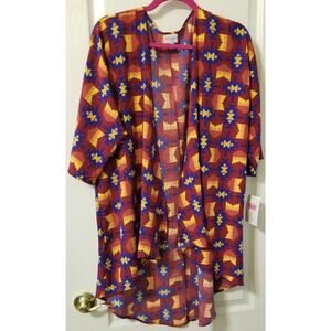 NWT's-LuLaRoe Women's "Lindsay" Bright Southwest Cover Up Kimono Cardigan Sz Sr